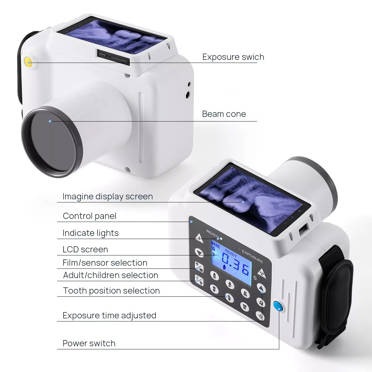 Handheld Dental X-Ray Machine Portable X-Ray Unit + 2230 / 2635 Dental Xray Sensor